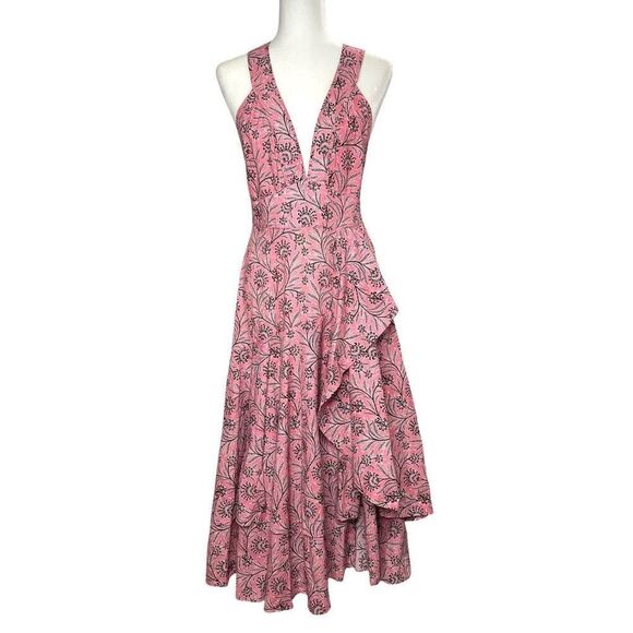 J. Crew Collection‎ Cross-back ruffle-hem dress in Ratti coral vines Size 6 - Picture 5 of 13